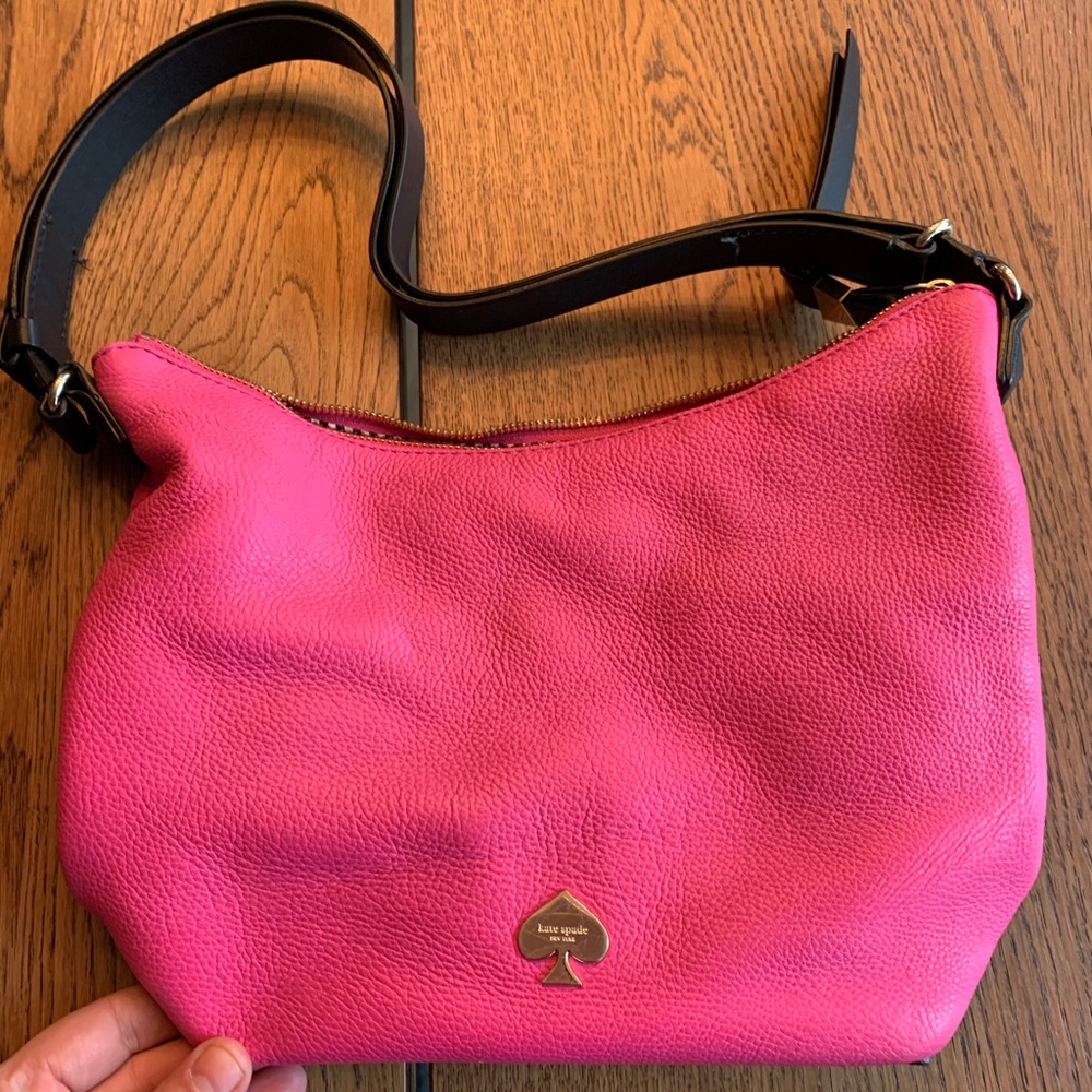 Hot pink and black Kate Spade shoulder bag